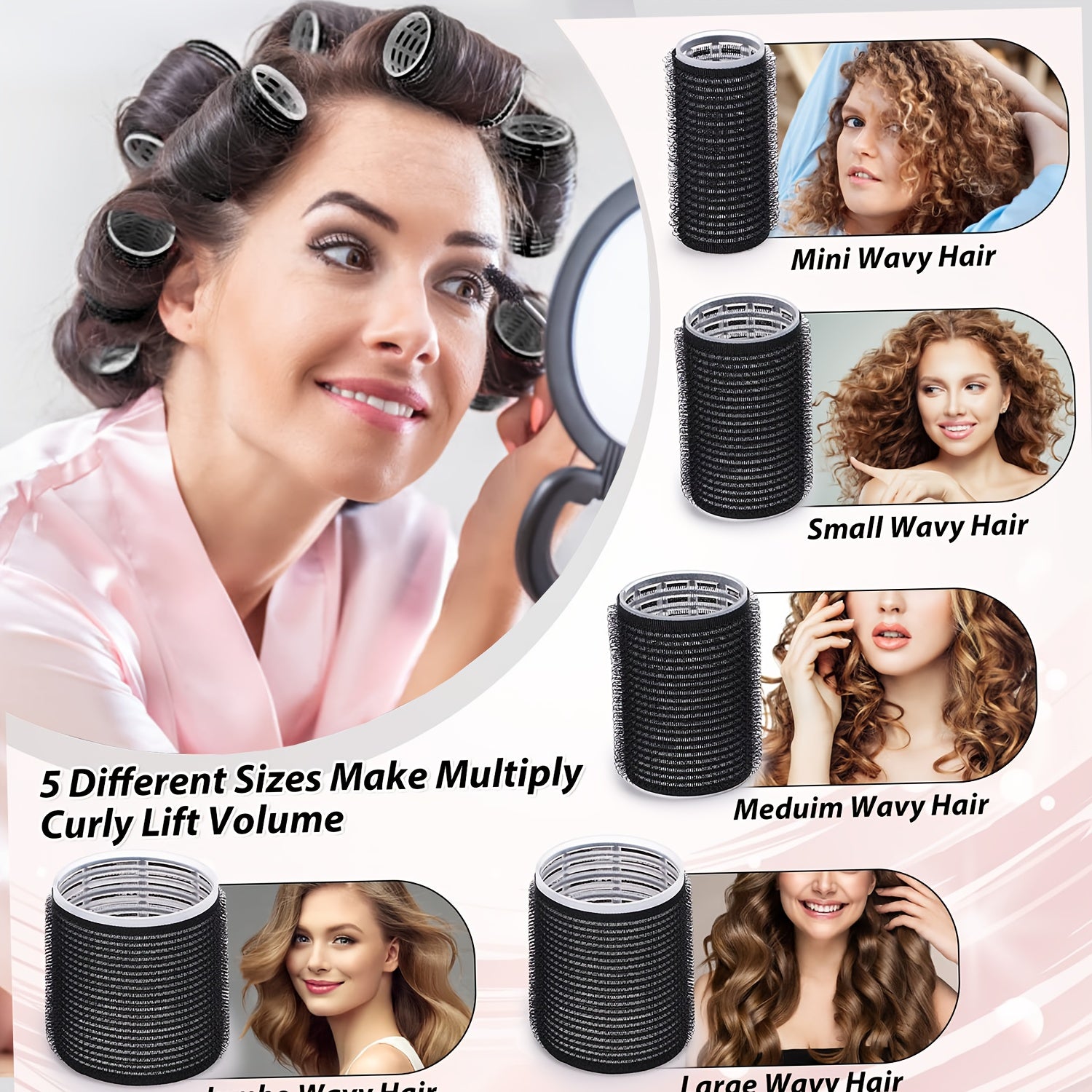 12Pcs VELCRO Self-Grip Hair Rollers for Heatless Curls.