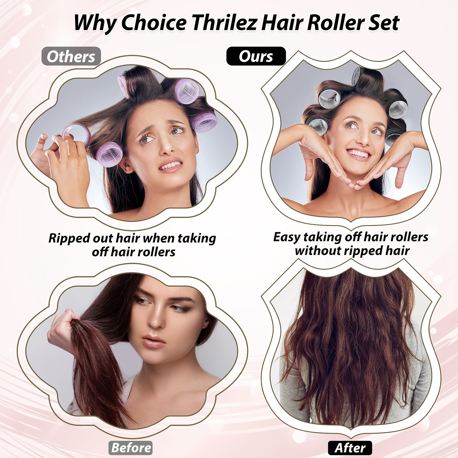 12Pcs VELCRO Self-Grip Hair Rollers for Heatless Curls.