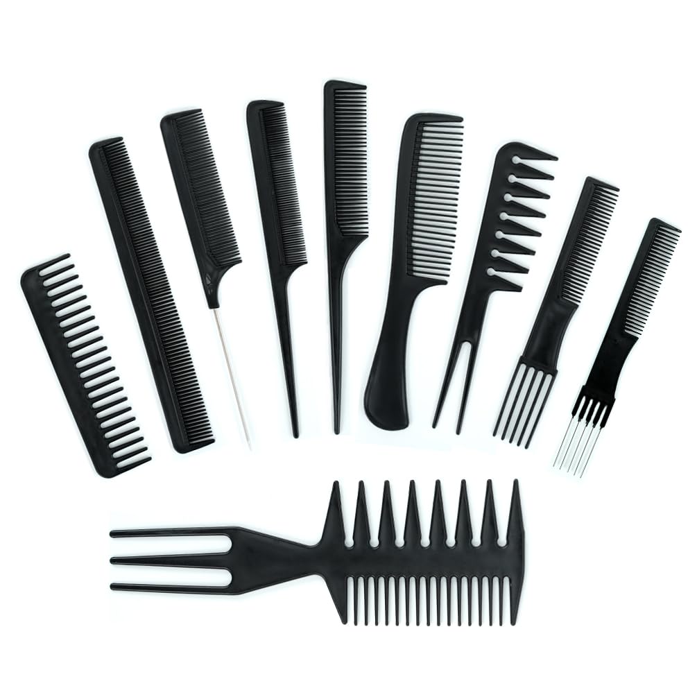 10-Piece Professional Hair Styling Kit | Salon-Quality Combs for Detangling, Cutting &amp; Styling