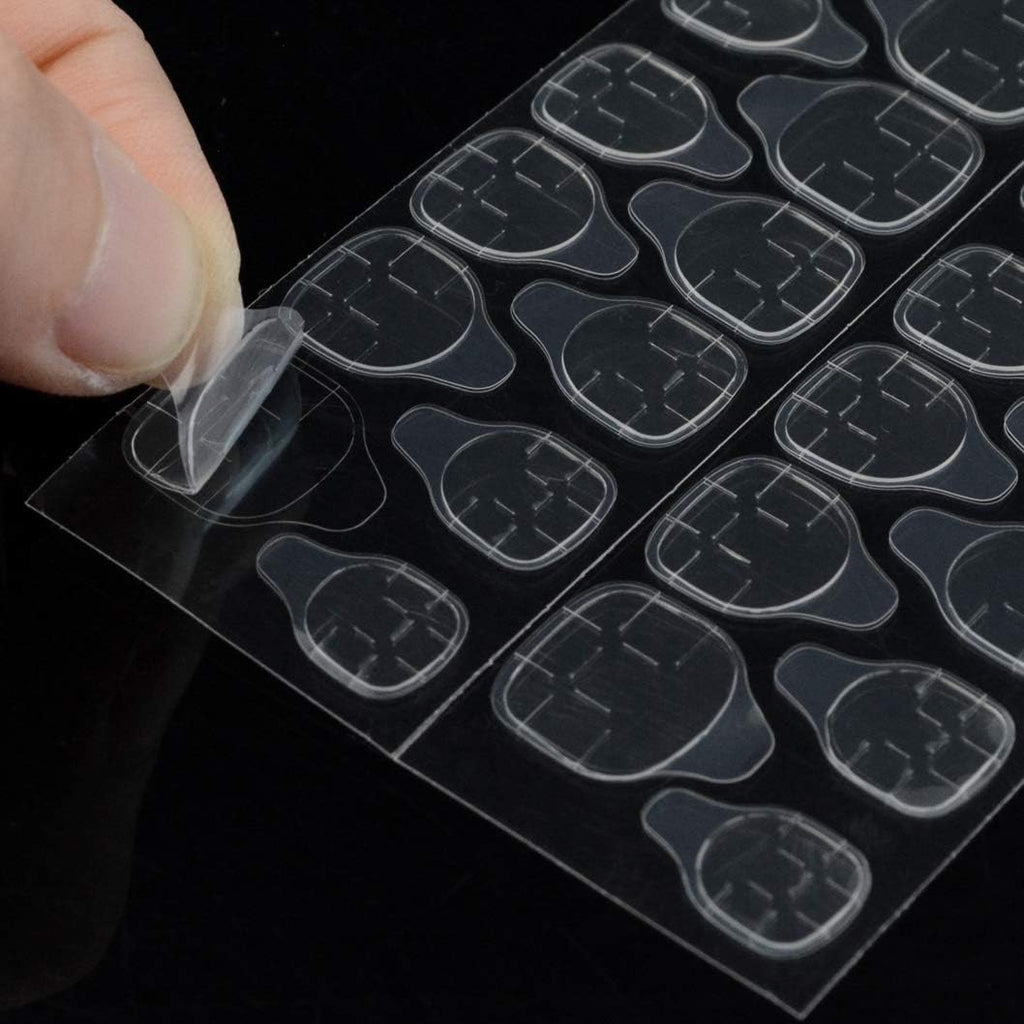 Waterproof Fake Nail Glue Stickers – 3 Sheets Jelly Adhesive Tabs, Double-Sided Transparent Press-On Nail Glue Alternative, Flexible & Long-Lasting Nail Stickers
