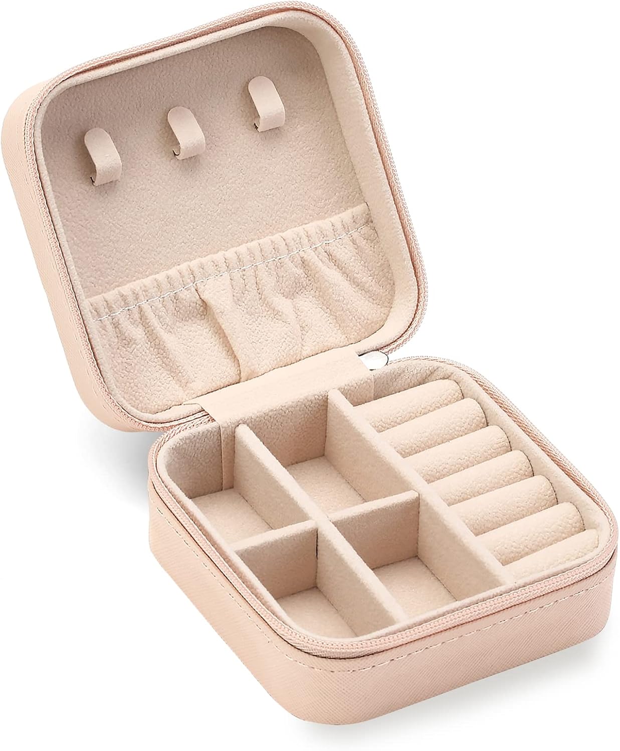 Portable Travel Jewelry Organizer - Mini Jewelry Case for Rings, Earrings, Necklaces | Pink Storage Holder