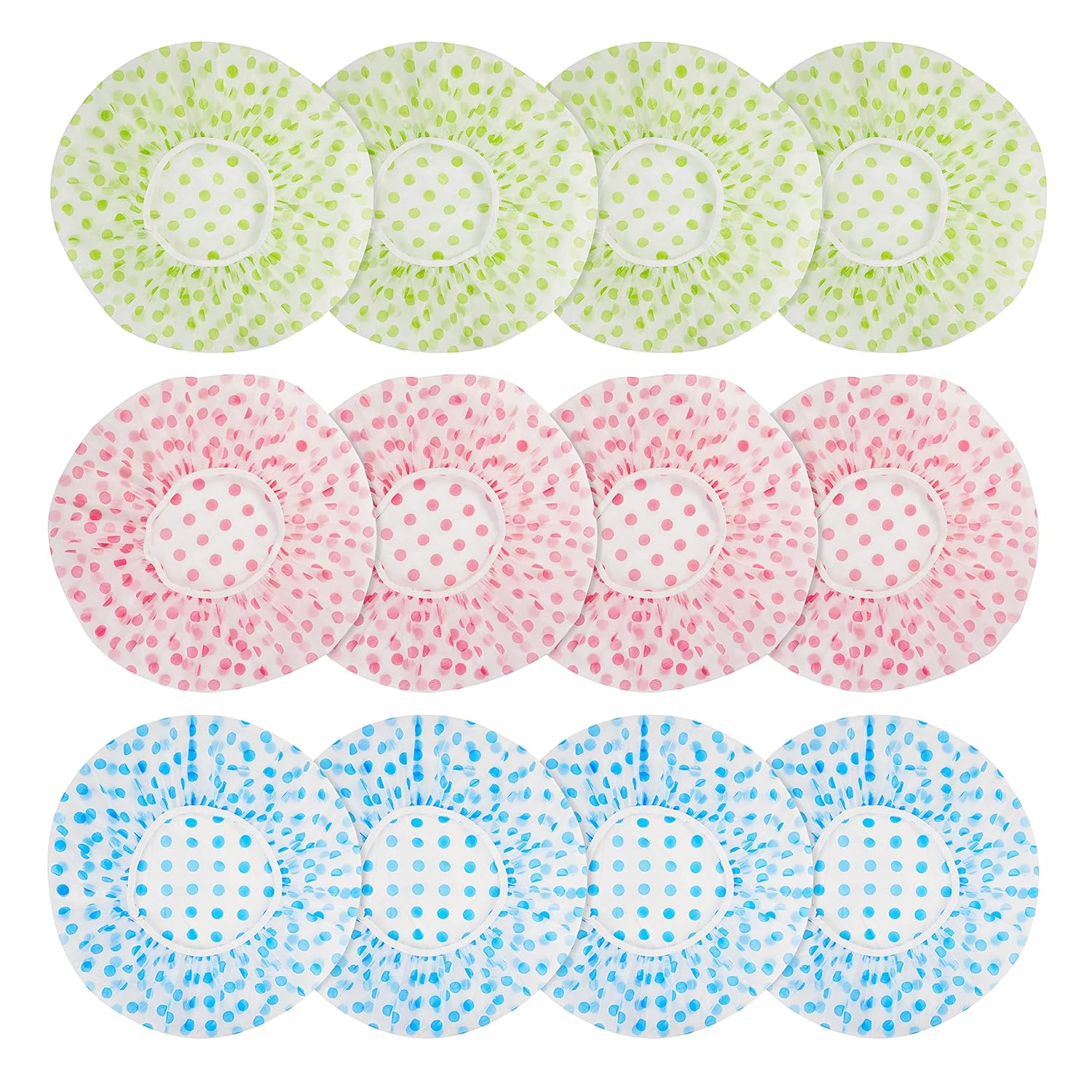 (12 Pack) Premium Reusable Shower Caps - Extra Thick & Waterproof with Comfort Elastic Band for Women & Men