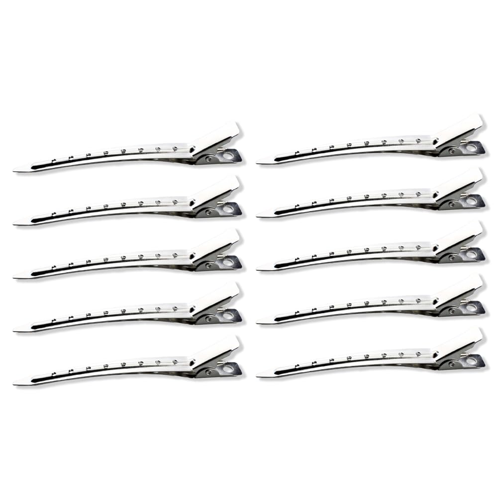 12-Pack Silver Steel Duckbill Hair Clips for Sectioning - Strong Hold for All Hair Types & Styles (Men & Women)