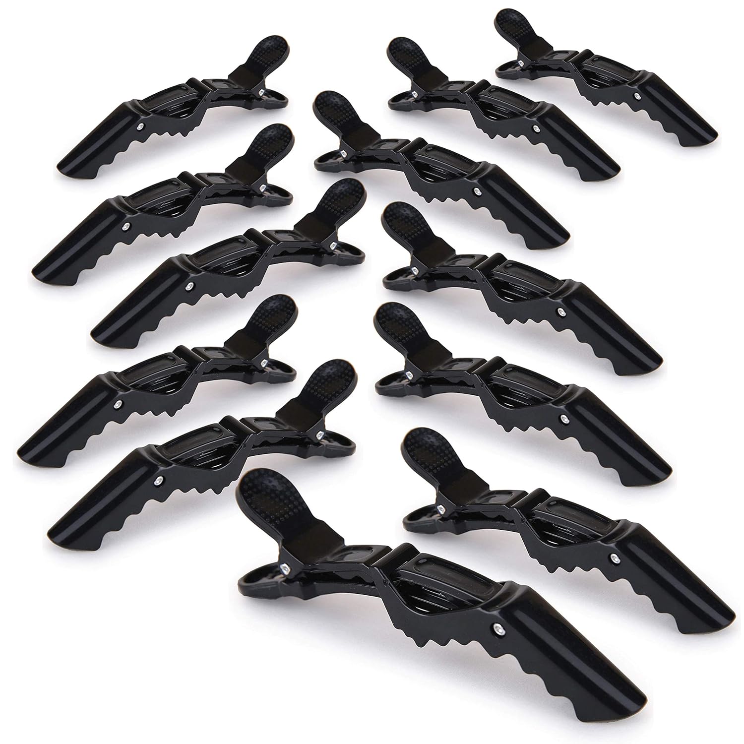 Professional Alligator Hair Clips for Sectioning - 12 Pack Non-Slip Grip for Thick Hair - Styling DIY Accessories for Women & Men (Black)