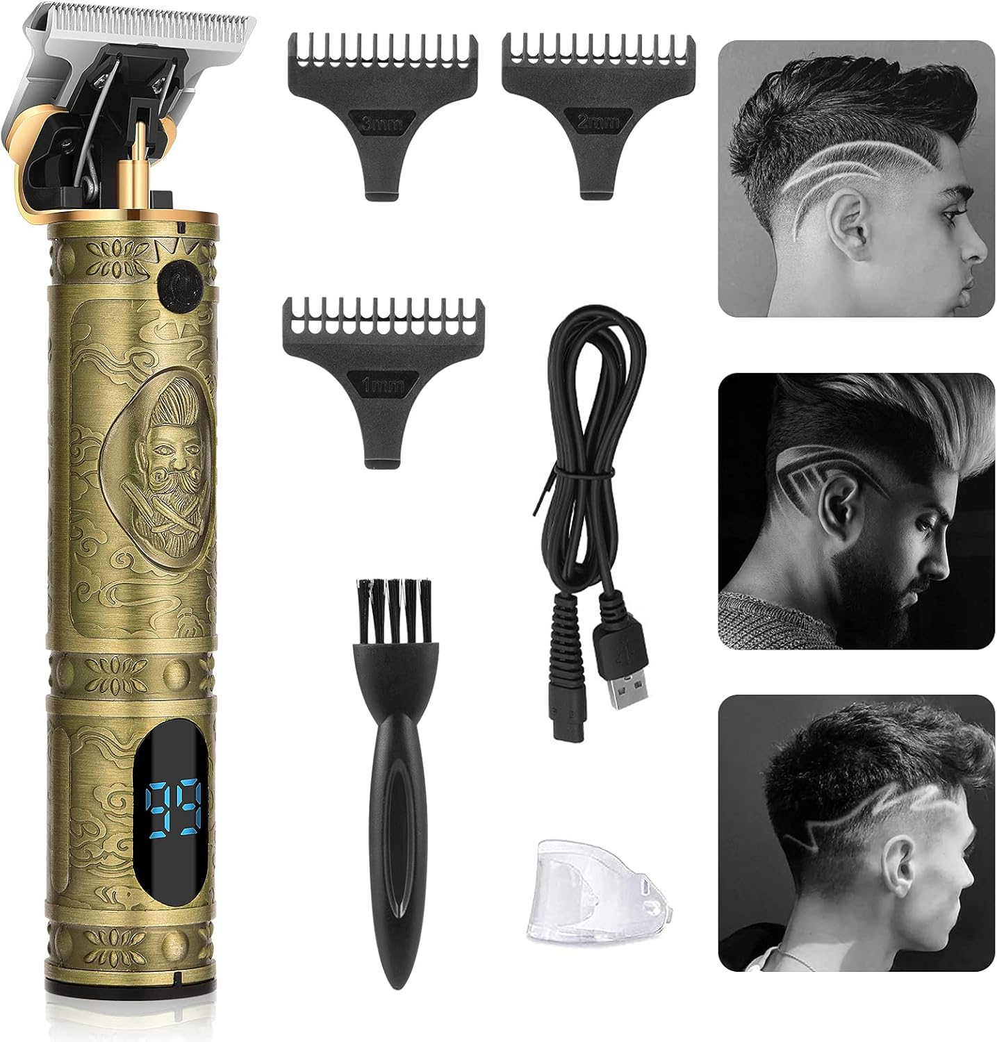 Professional Hair Clippers for Men – Cordless Rechargeable Beard Trimmer & Zero Gapped T-Blade Hair Cutting Kit