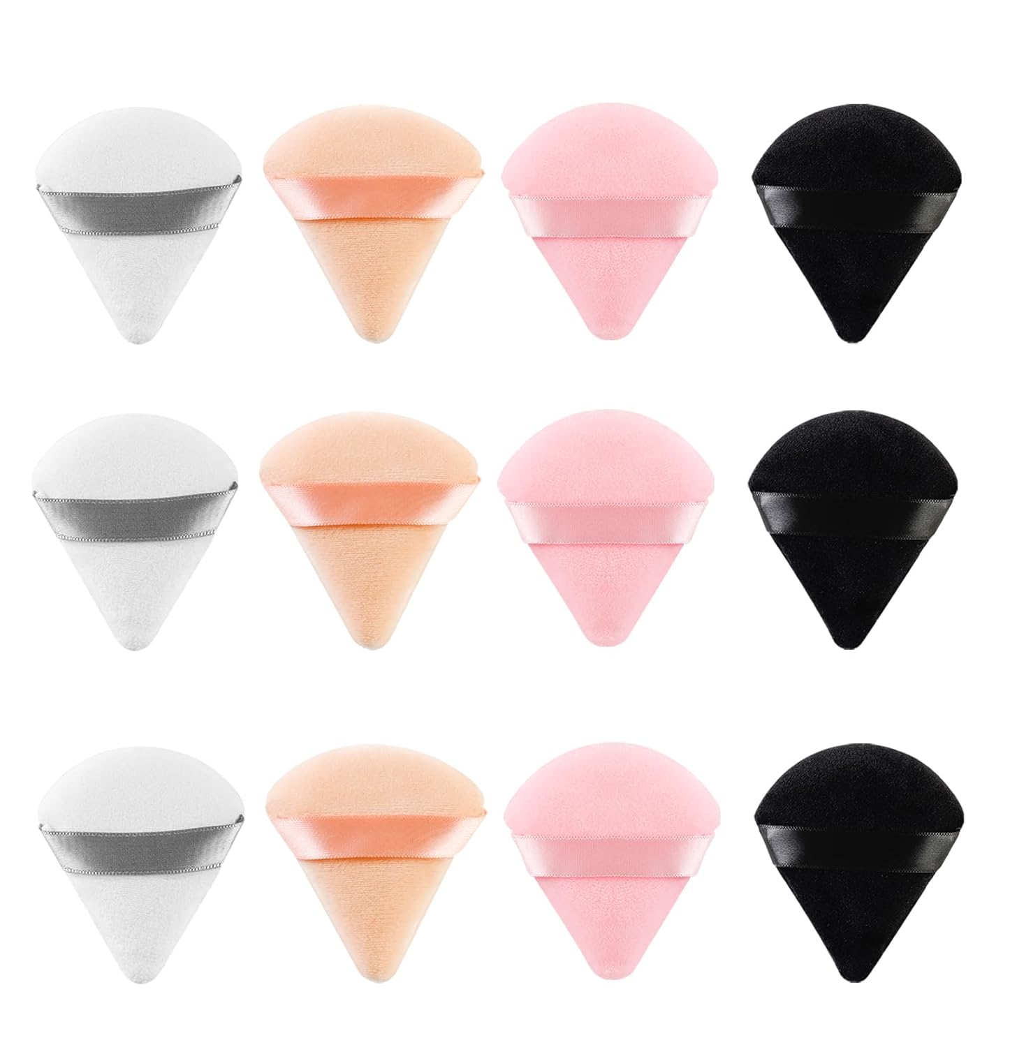Ultra-Soft Velour Powder Puff - Triangle Makeup Sponge for Loose Setting Powder, Liquid Foundation Blender, Reusable Beauty Blending Tool