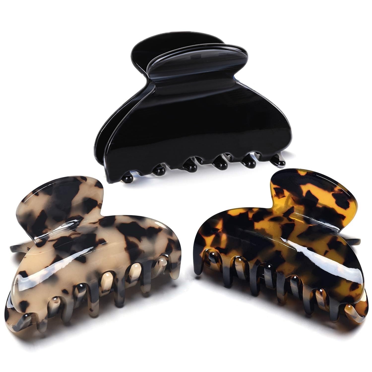 Medium Claw Hair Clips for Women & Girls – 9 Pack Tortoise Shell & Leopard Print Hair Claw Clips | Strong Hold Celluloid Jaw Clips | Stylish Hair Accessories for Thick & Thin Hair
