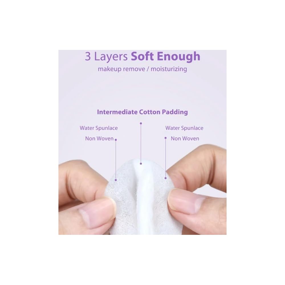 Premium Cotton Rounds for Makeup Removal - 80 Count Lint-Free, Reusable & Soft Facial Pads