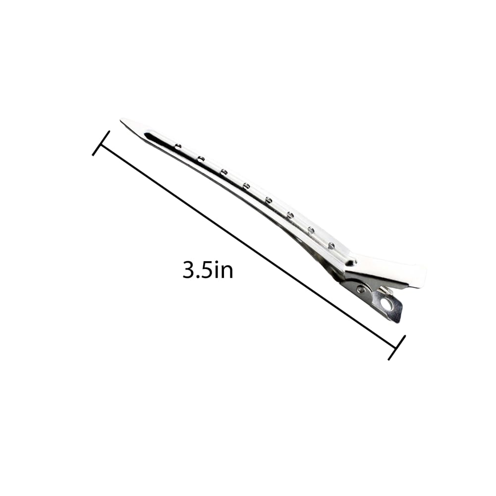 12-Pack Silver Steel Duckbill Hair Clips for Sectioning - Strong Hold for All Hair Types & Styles (Men & Women)