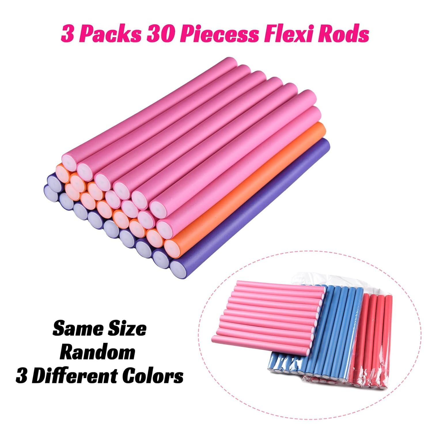 Heatless Flexi Rods Set for Overnight Curls | 10-Pack No-Heat Hair Rollers for Short, Medium & Long Hair