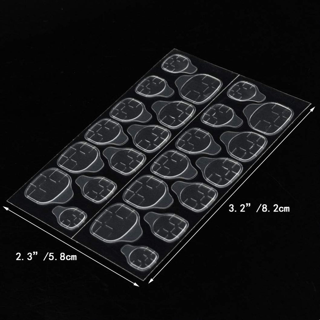 Waterproof Fake Nail Glue Stickers – 3 Sheets Jelly Adhesive Tabs, Double-Sided Transparent Press-On Nail Glue Alternative, Flexible & Long-Lasting Nail Stickers