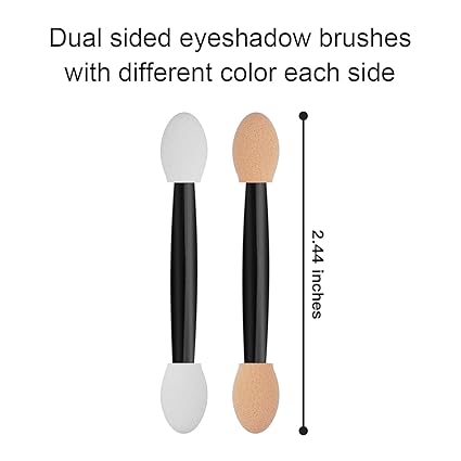 24PCS Disposable Dual-Sided Eyeshadow Applicators with Storage Case – Professional Makeup Sponge Brushes for Eye Shadow Blending (Black, 2.44 Inch)