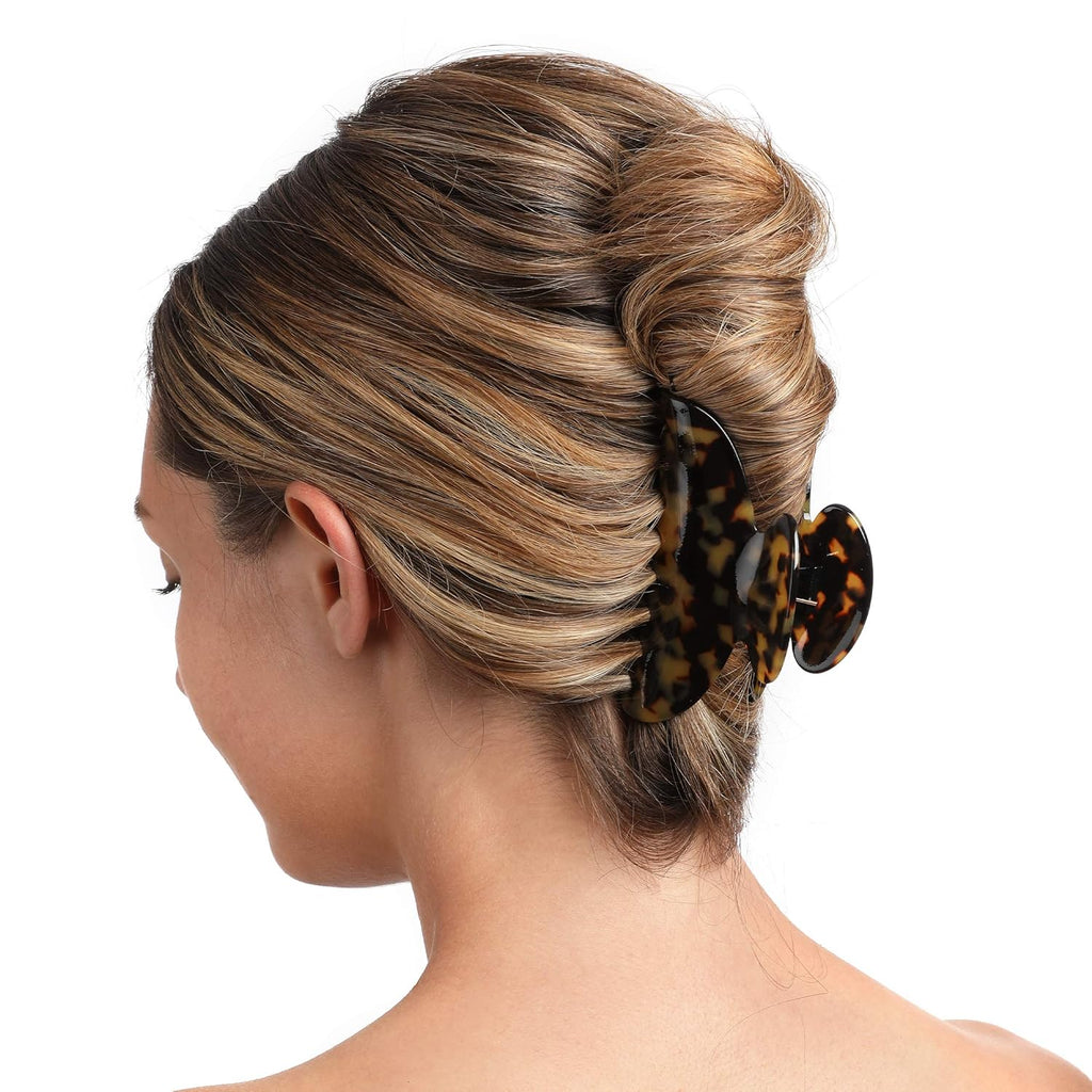 Medium Claw Hair Clips for Women & Girls – 9 Pack Tortoise Shell & Leopard Print Hair Claw Clips | Strong Hold Celluloid Jaw Clips | Stylish Hair Accessories for Thick & Thin Hair