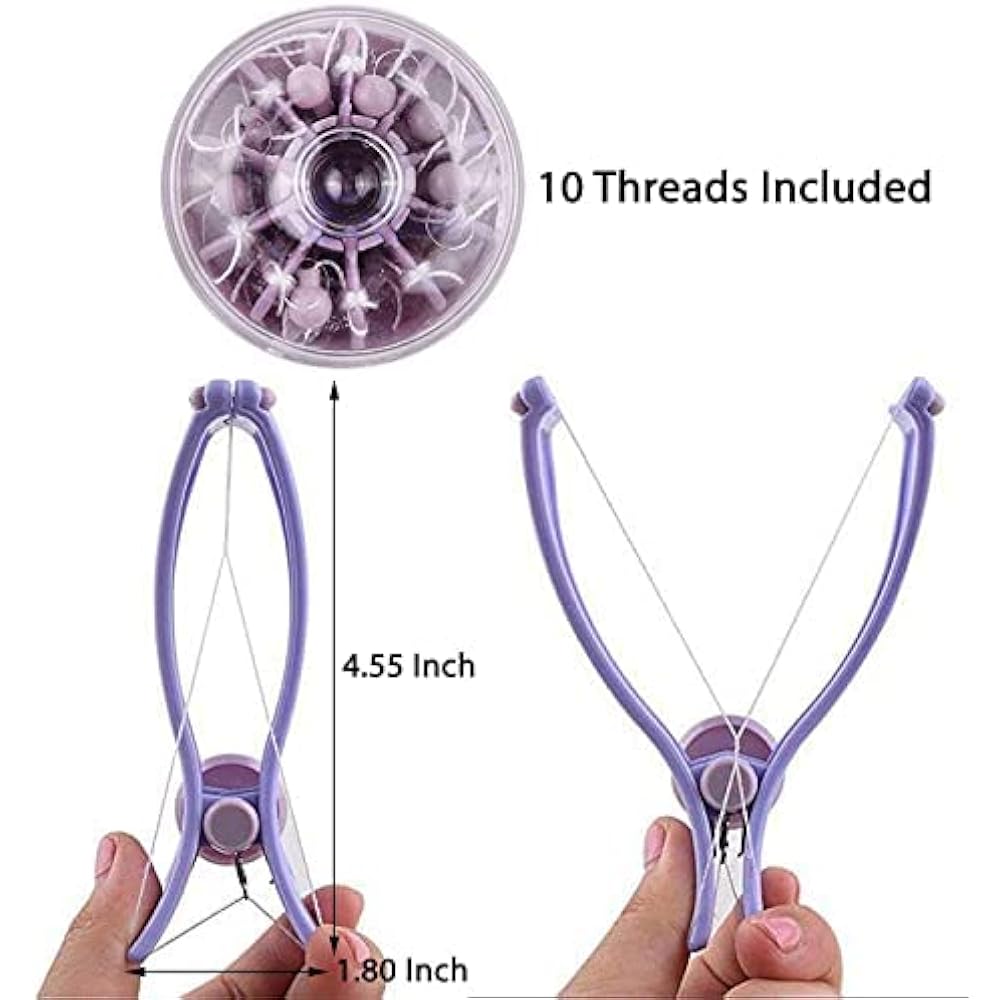 Purple Precision Pro Threading Kit - At-Home Eyebrow & Facial Hair Remover Machine | Reusable Beauty Tool