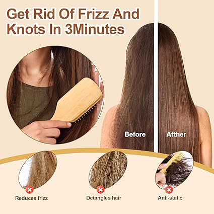 Premium Bamboo Hair Comb - Detangles & Reduces Static for Scalp Care