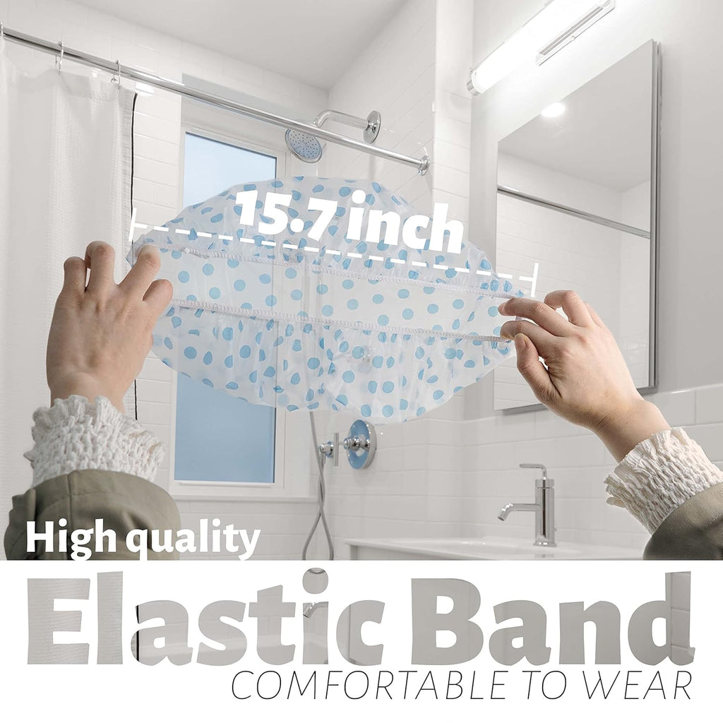 (12 Pack) Premium Reusable Shower Caps - Extra Thick & Waterproof with Comfort Elastic Band for Women & Men