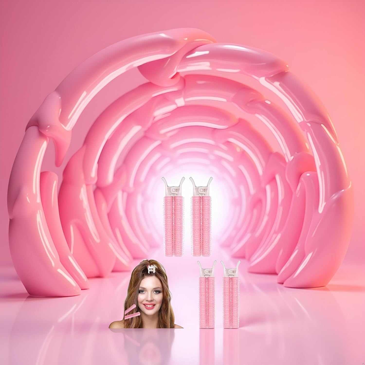 Create Instant Volume & Perfect Curls: 4PC Self-Grip Root Lift Rollers