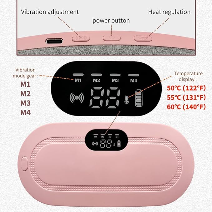Cordless Period Cramp Relief – 3 Heat Levels & 4 Massage Modes