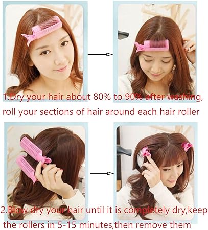 4 Peace's 2-in-1 Hair Rollers with Clips – Large Self Grip Hair Curlers for Volume & Natural Fluffy Curls | No Heat Hair Styling Rollers for Women