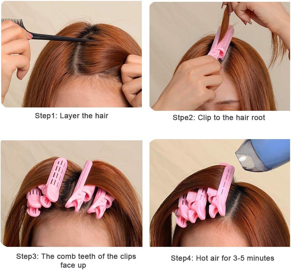 Hair Roller Volumizing Clips for Women – Self Grip Root Lift Hair Rollers for Instant Fluffy Volume & Curly Styling