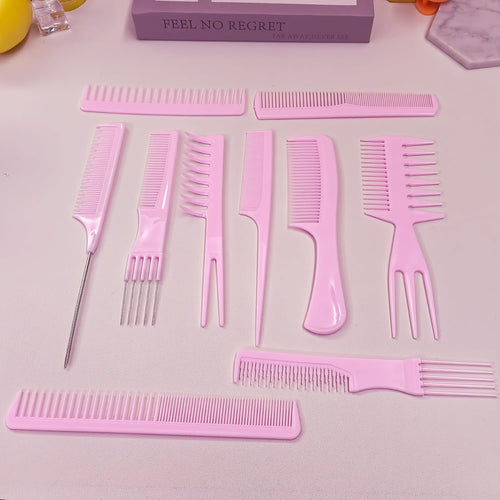 10-Piece Professional Hair Styling Kit | Salon-Quality Combs for Detangling, Cutting &amp; Styling