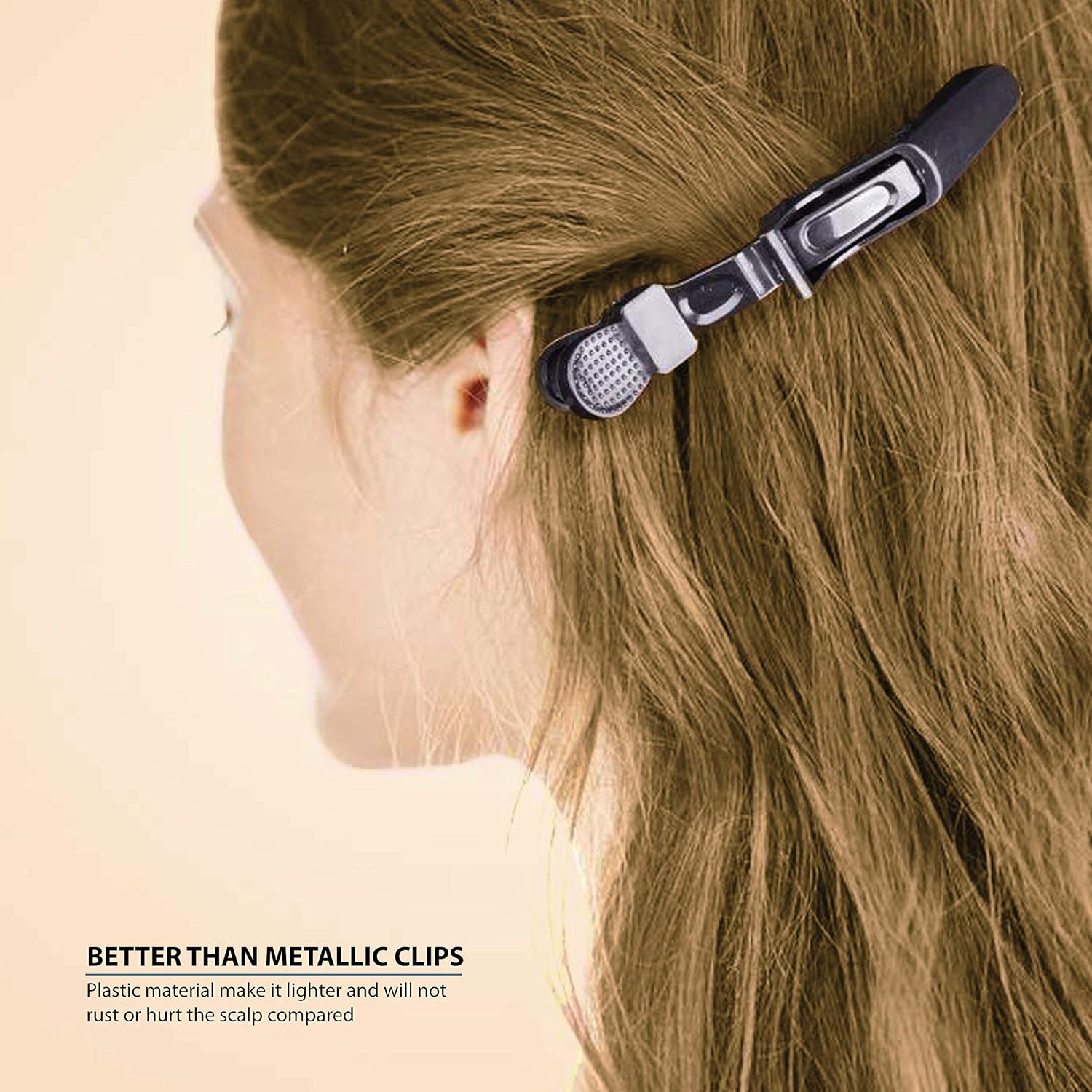 Professional Alligator Hair Clips for Sectioning - 12 Pack Non-Slip Grip for Thick Hair - Styling DIY Accessories for Women & Men (Black)