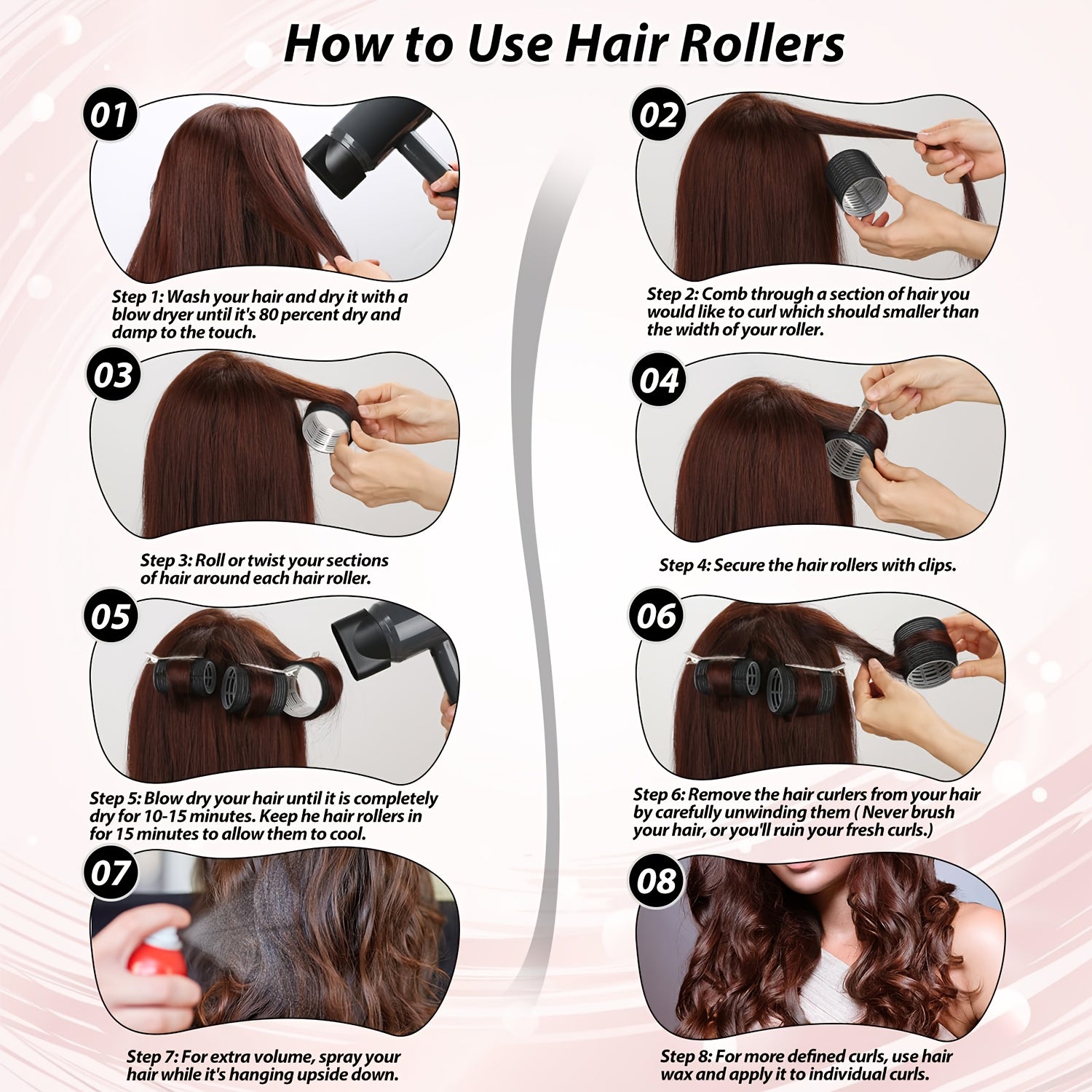 12Pcs VELCRO Self-Grip Hair Rollers for Heatless Curls.