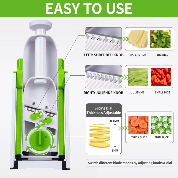 Mandoline Slicer Plus, Biger Size, Adjustable Vegetable Food Chopper Potato Fries Cutter, Detachable Blade, Kitchen Chopping Artifact,