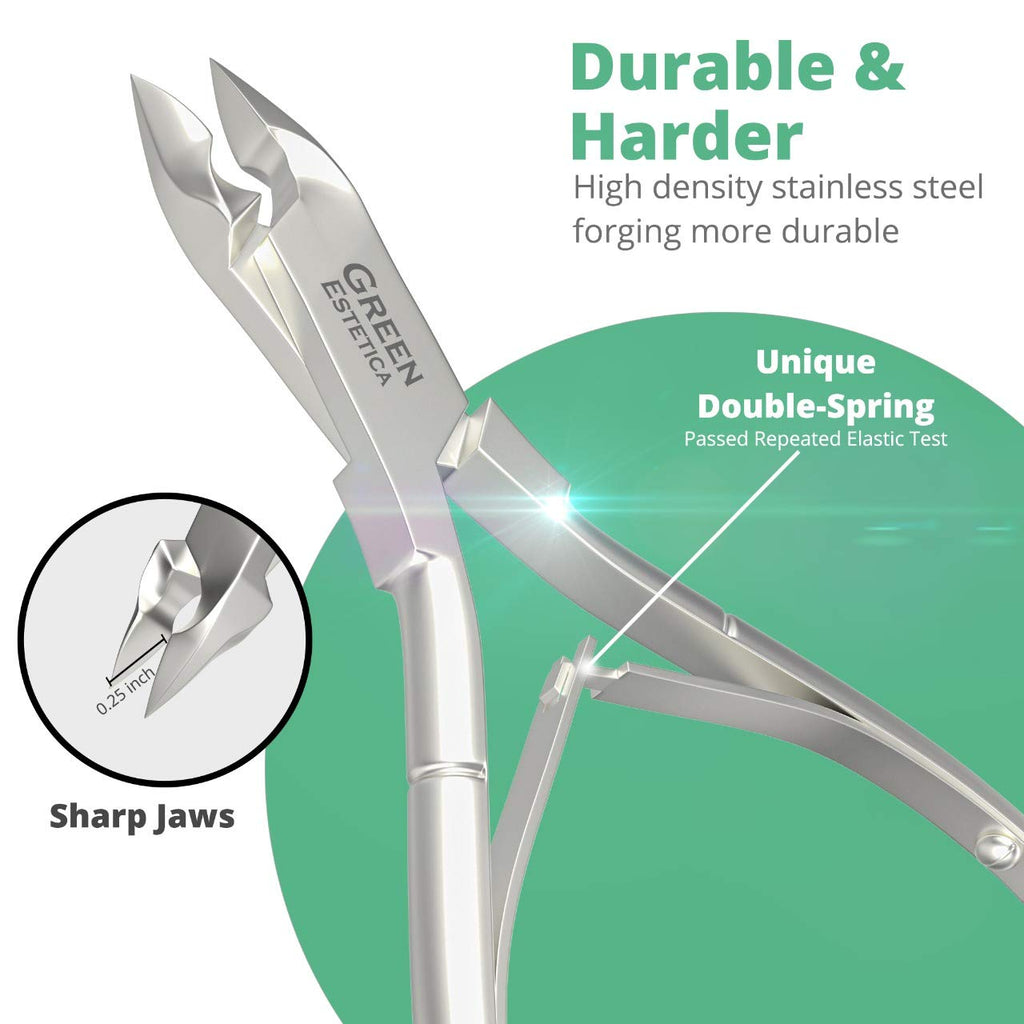 Professional Stainless Steel Cuticle Trimmer – Sharp Blade Cuticle Nipper Cutter for Manicure & Pedicure Nail Care Tool (Double Spring, Silver)