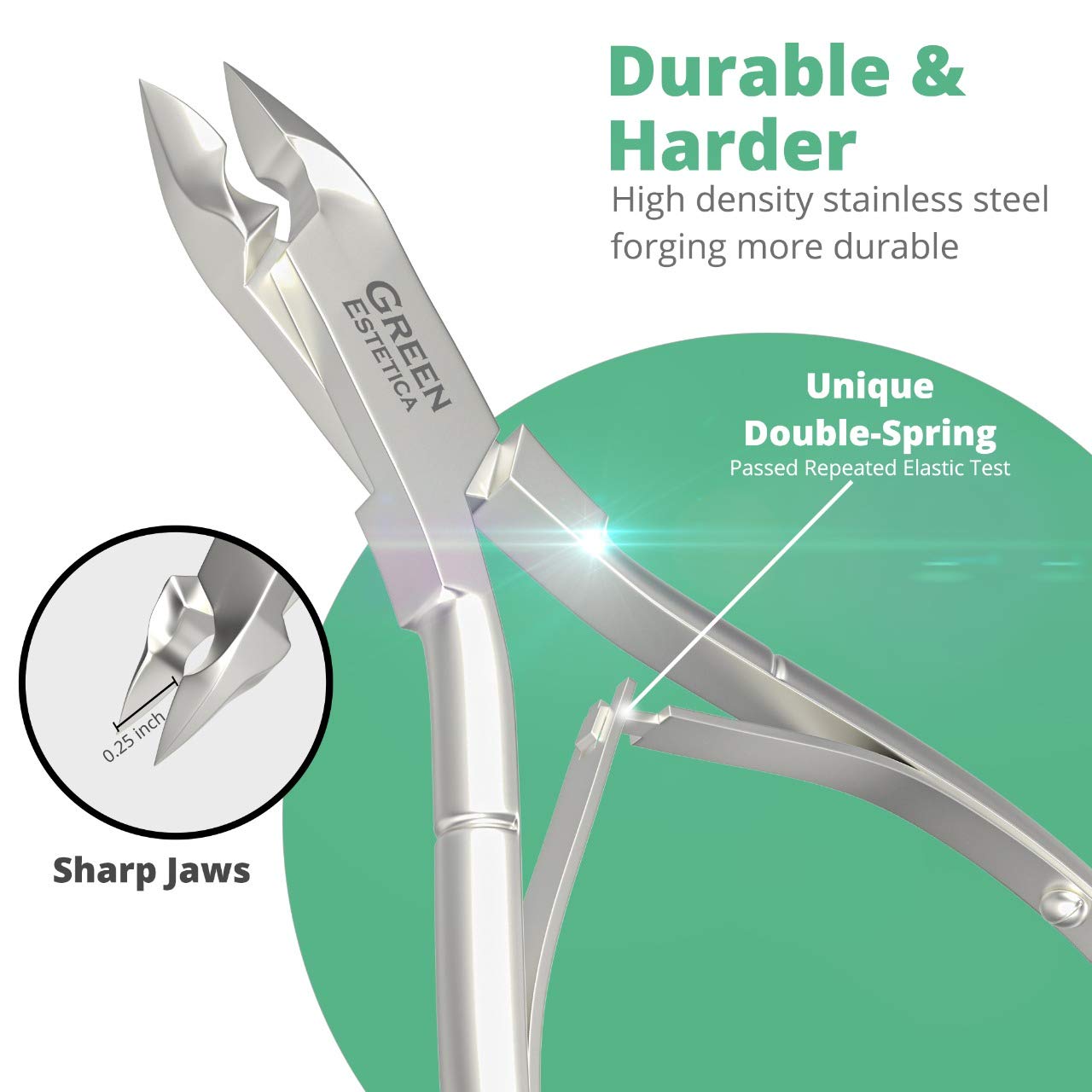 Professional Stainless Steel Cuticle Trimmer – Sharp Blade Cuticle Nipper Cutter for Manicure & Pedicure Nail Care Tool (Double Spring, Silver)