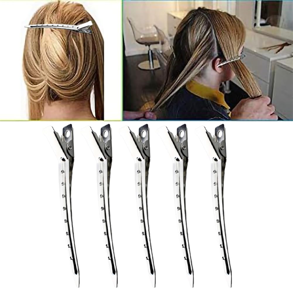 12-Pack Silver Steel Duckbill Hair Clips for Sectioning - Strong Hold for All Hair Types & Styles (Men & Women)