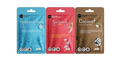 Fruit Extracted Sheet Face Masks Set - 6 Pack Hydrating & Nourishing Skincare for Dull, Tired Skin