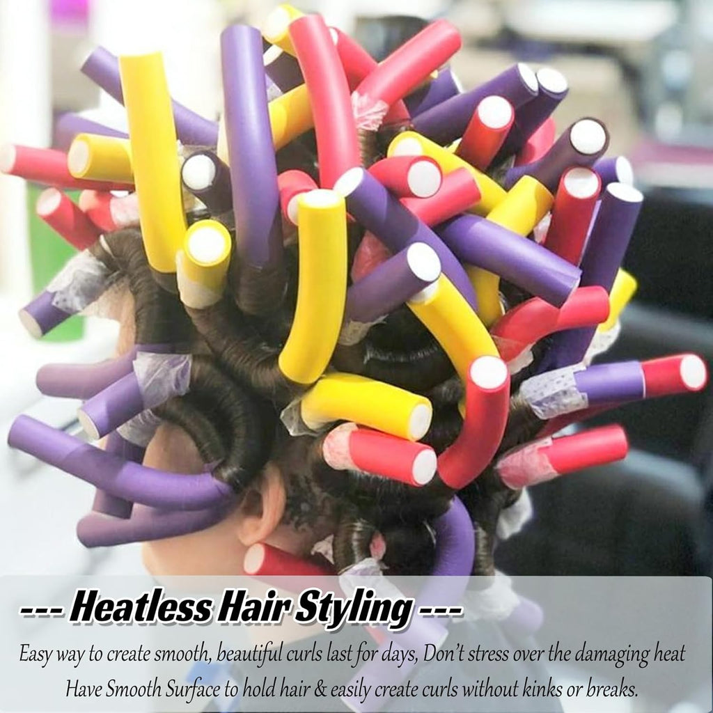 Heatless Flexi Rods Set for Overnight Curls | 10-Pack No-Heat Hair Rollers for Short, Medium & Long Hair