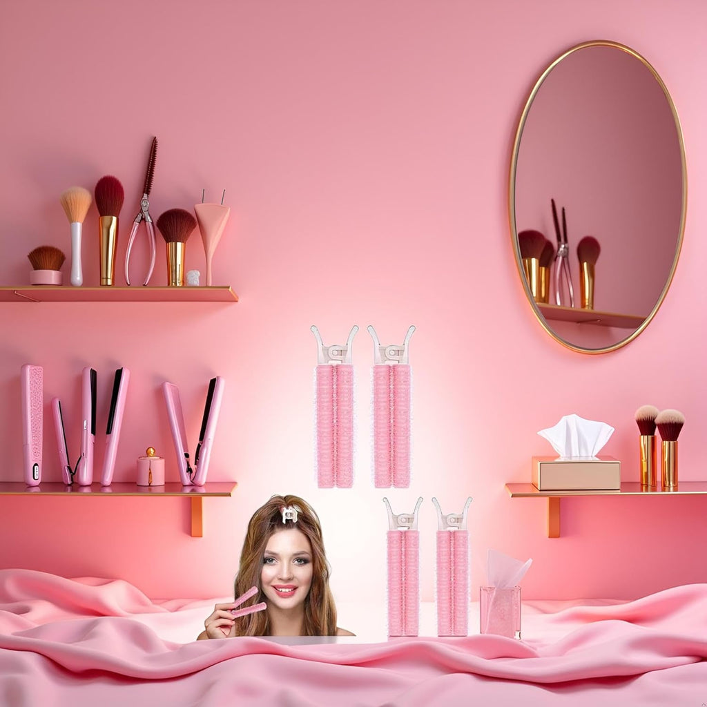 Create Instant Volume & Perfect Curls: 4PC Self-Grip Root Lift Rollers