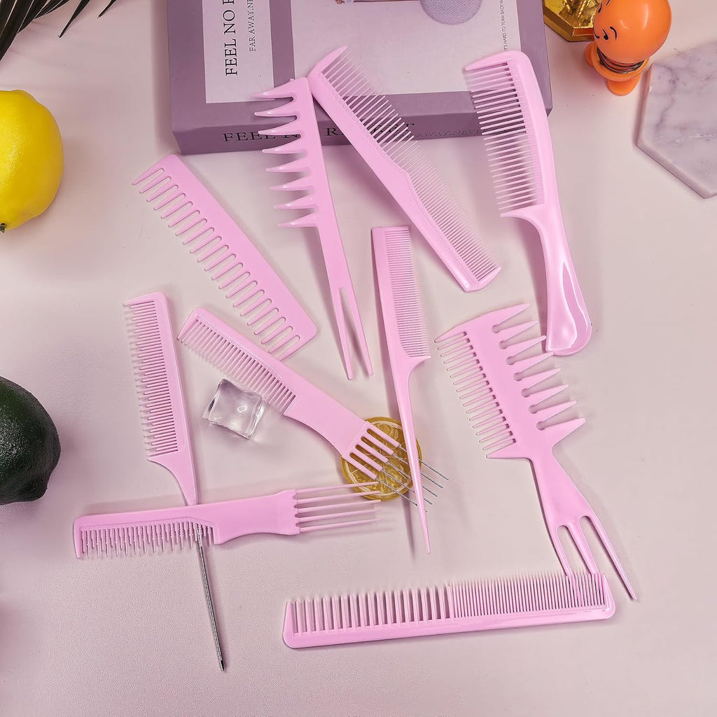 10-Piece Professional Hair Styling Kit | Salon-Quality Combs for Detangling, Cutting &amp; Styling
