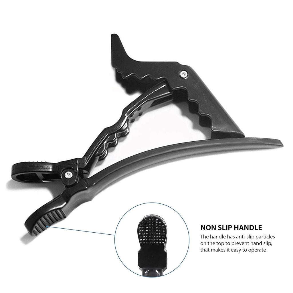 Professional Alligator Hair Clips for Sectioning - 12 Pack Non-Slip Grip for Thick Hair - Styling DIY Accessories for Women & Men (Black)