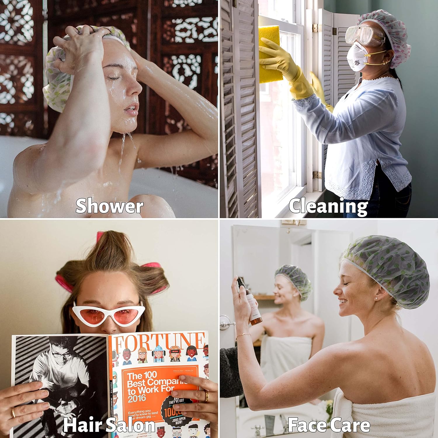 (12 Pack) Premium Reusable Shower Caps - Extra Thick & Waterproof with Comfort Elastic Band for Women & Men