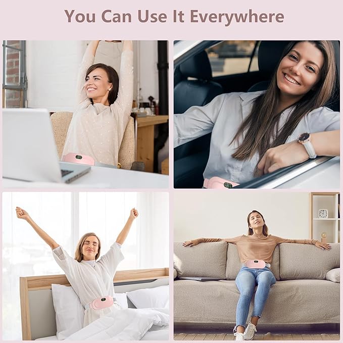 Cordless Period Cramp Relief – 3 Heat Levels & 4 Massage Modes