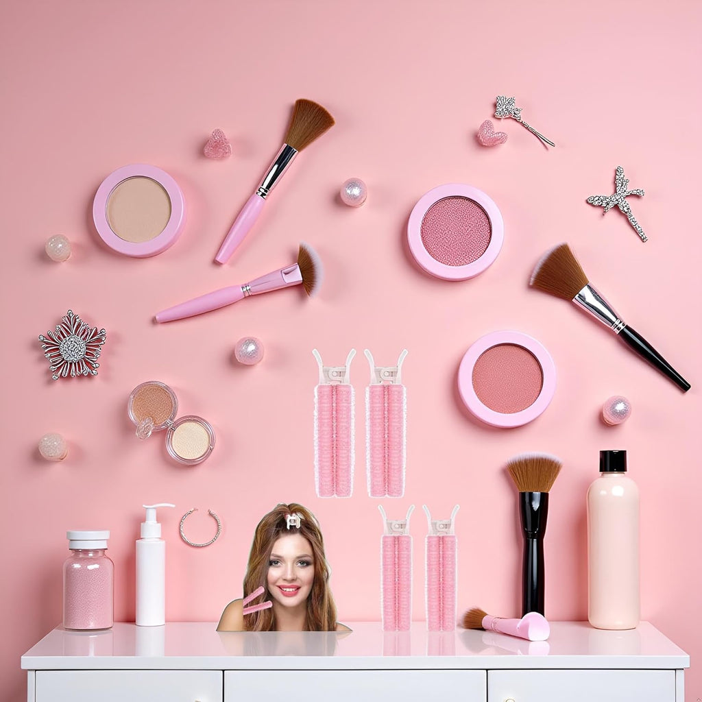 Create Instant Volume & Perfect Curls: 4PC Self-Grip Root Lift Rollers