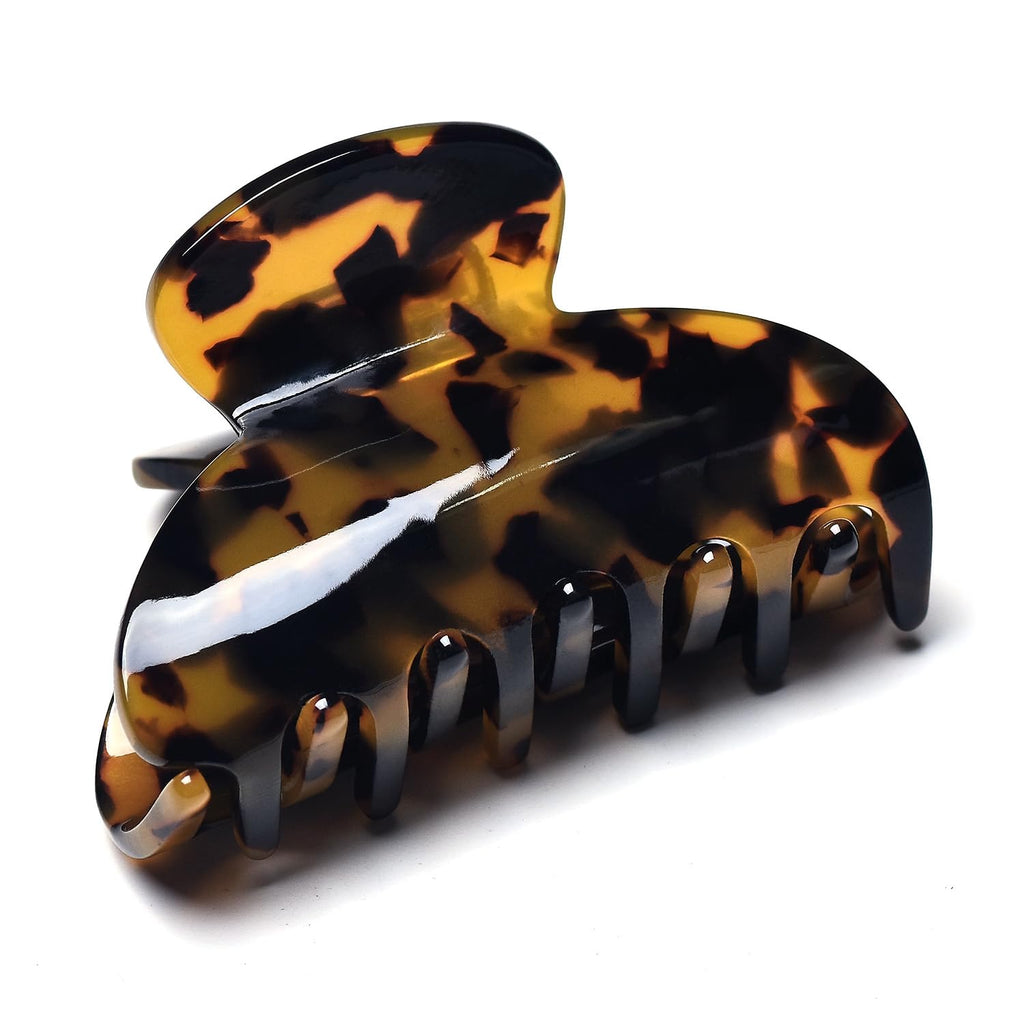 Medium Claw Hair Clips for Women & Girls – 9 Pack Tortoise Shell & Leopard Print Hair Claw Clips | Strong Hold Celluloid Jaw Clips | Stylish Hair Accessories for Thick & Thin Hair