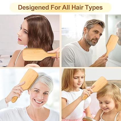 Premium Bamboo Hair Comb - Detangles & Reduces Static for Scalp Care