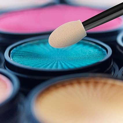 24PCS Disposable Dual-Sided Eyeshadow Applicators with Storage Case – Professional Makeup Sponge Brushes for Eye Shadow Blending (Black, 2.44 Inch)