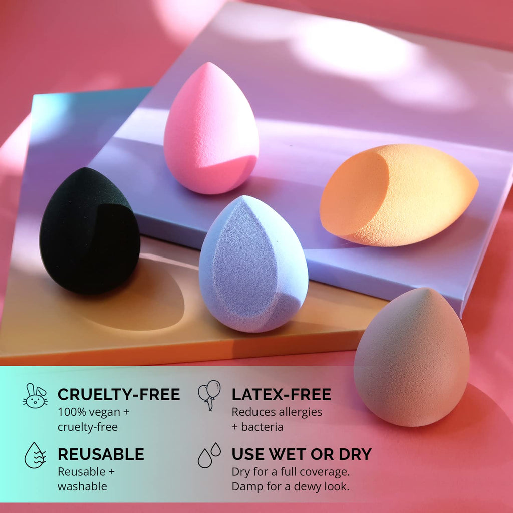 5-Piece Makeup Sponge Set - High Definition Beauty Blender Gift Kit for Flawless Foundation & Concealer Application