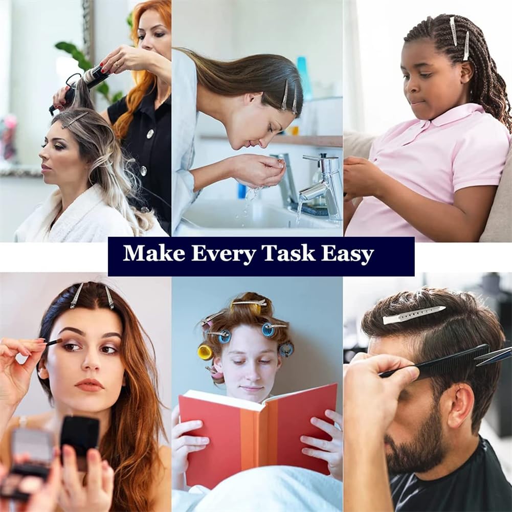 12-Pack Silver Steel Duckbill Hair Clips for Sectioning - Strong Hold for All Hair Types & Styles (Men & Women)