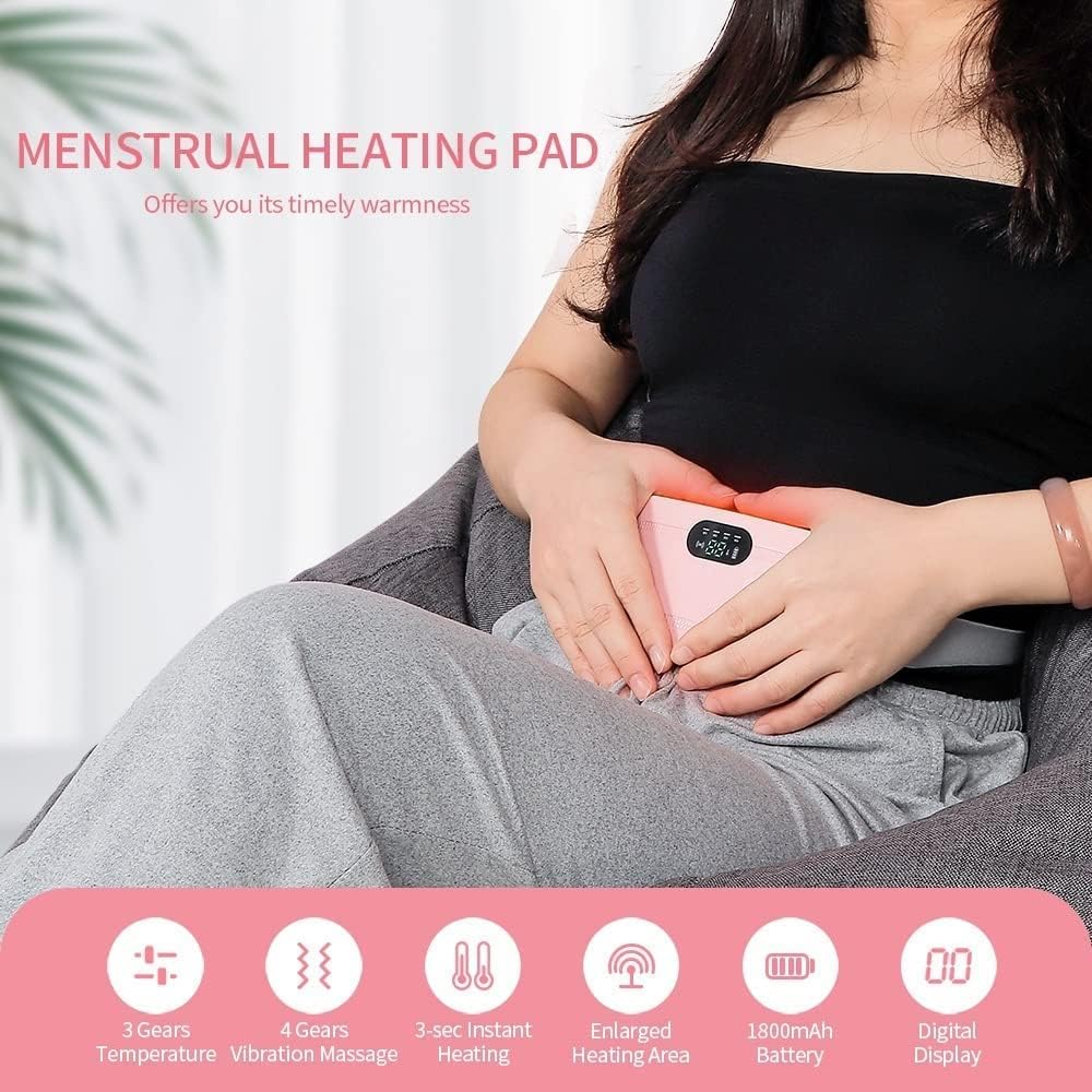Cordless Period Cramp Relief – 3 Heat Levels & 4 Massage Modes