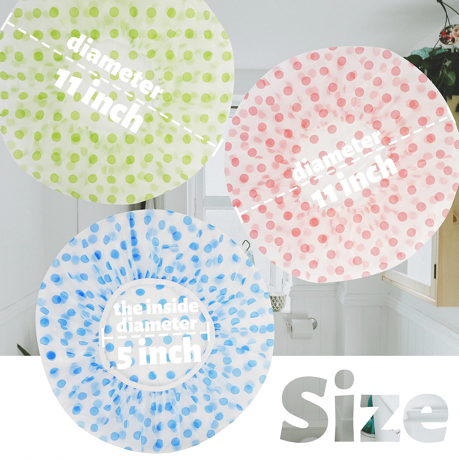 (12 Pack) Premium Reusable Shower Caps - Extra Thick & Waterproof with Comfort Elastic Band for Women & Men