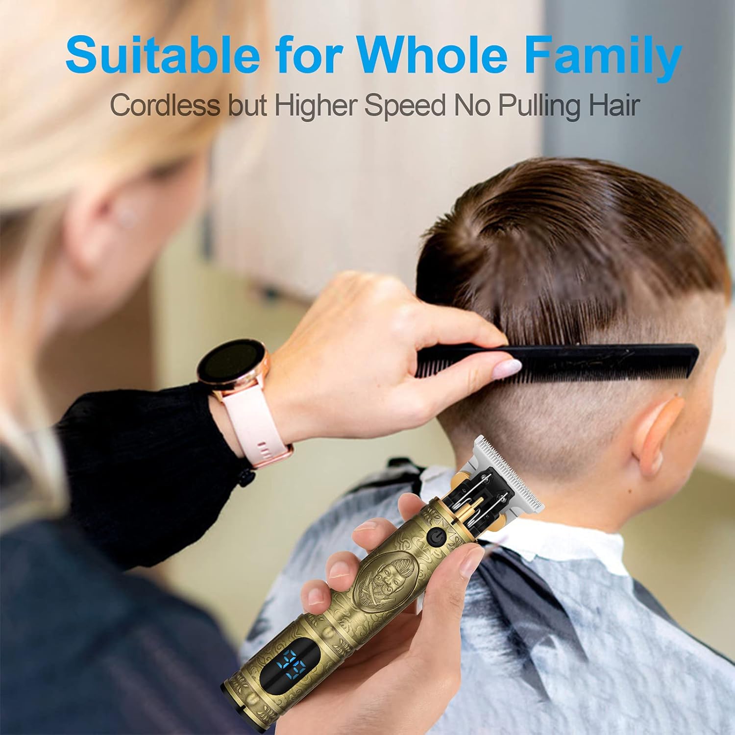 Professional Hair Clippers for Men – Cordless Rechargeable Beard Trimmer & Zero Gapped T-Blade Hair Cutting Kit