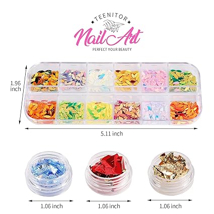 Nail Rhinestones Kit – 6 Boxes Nail Gems & Flakes for Nail Art, Crystal Nail Stones for Acrylic Nails, 3D Nail Decorations DIY Manicure Set