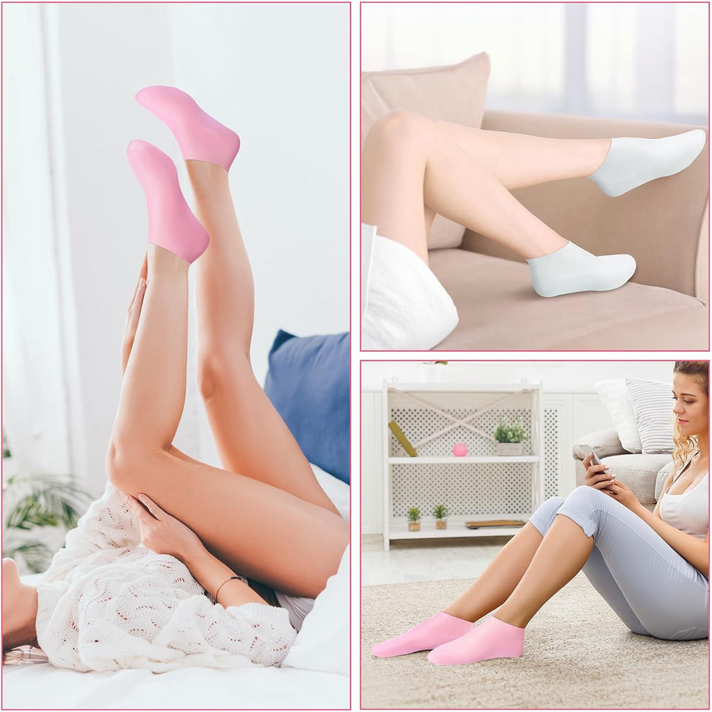 Silicone Moisturizing Gel Socks for Dry Cracked Feet – Hydrating Foot Mask Heel Repair Spa Socks for Soft Smooth Skin (Women Foot Care Treatment)