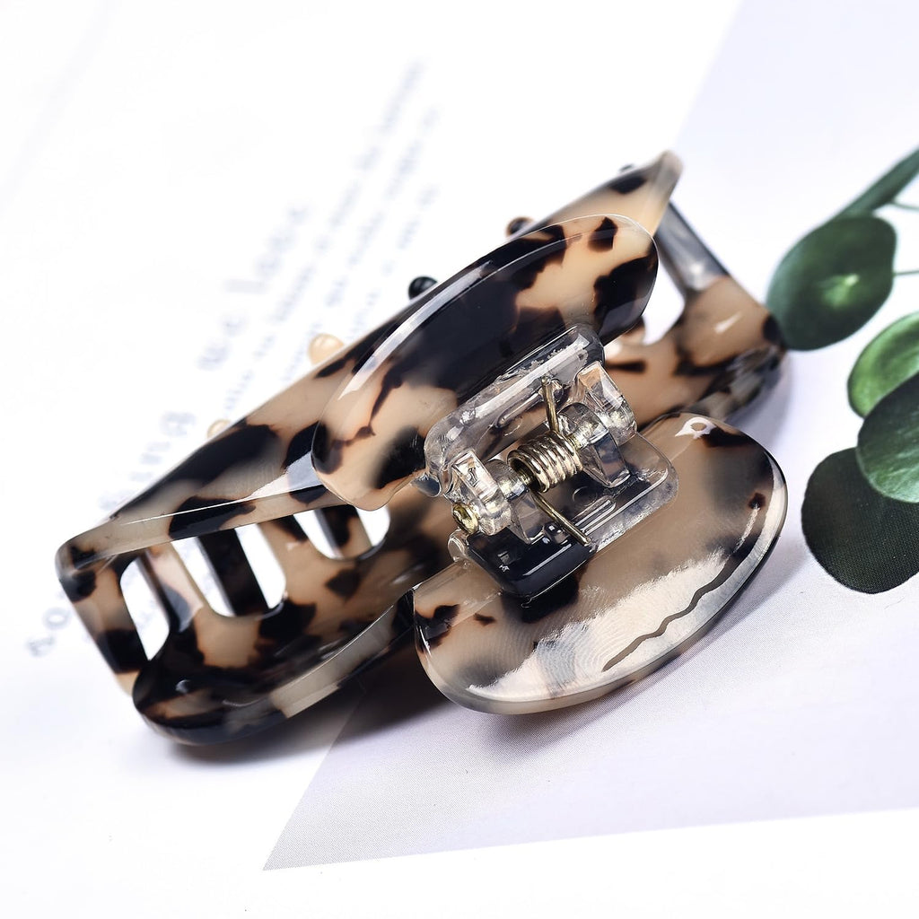 Medium Claw Hair Clips for Women & Girls – 9 Pack Tortoise Shell & Leopard Print Hair Claw Clips | Strong Hold Celluloid Jaw Clips | Stylish Hair Accessories for Thick & Thin Hair